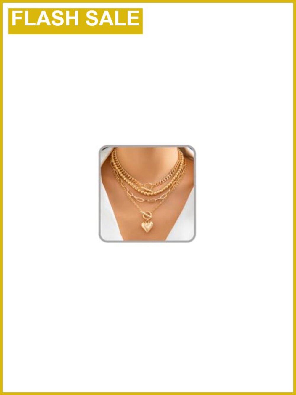 Layered Gold Necklace Set Non Tarnish Chunky Paper Clip Stackable Jewelry